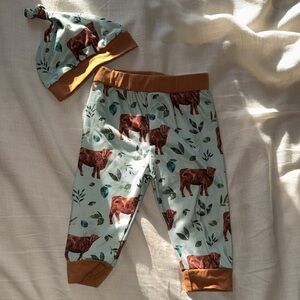 Source Unknown Kids Animal Print Pants and Hat Set - Brown and Green